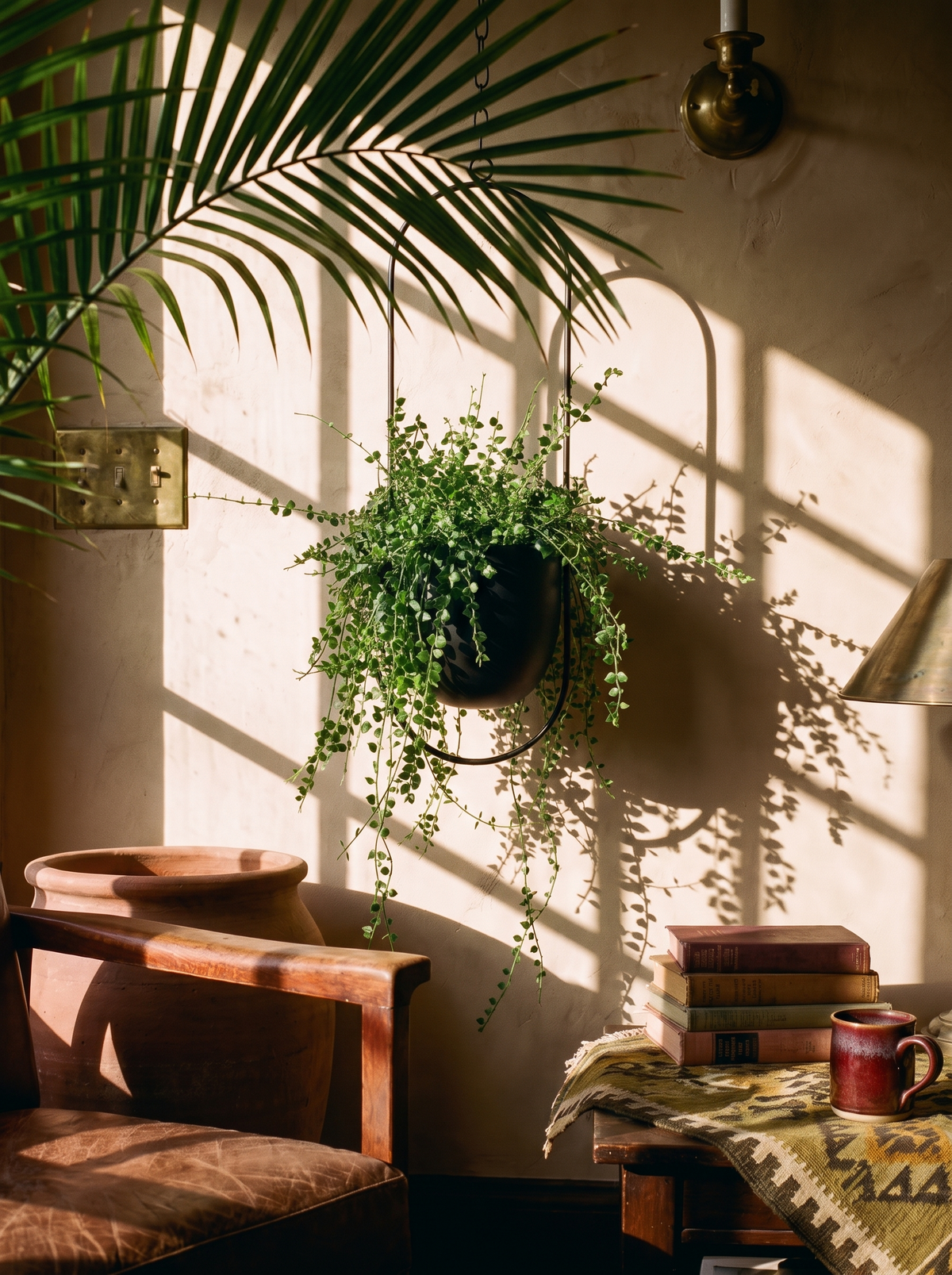 FloraFrame Hanging Planter framing foliage