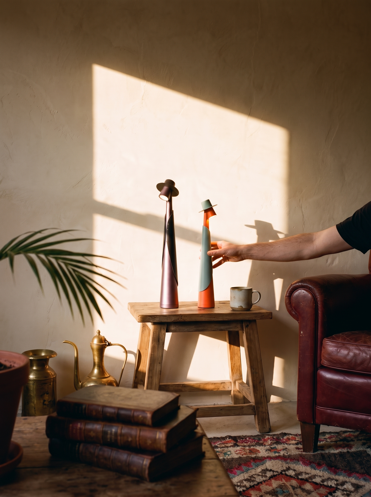 Rechargeable LED Hat Lamp with a hand reaching to it