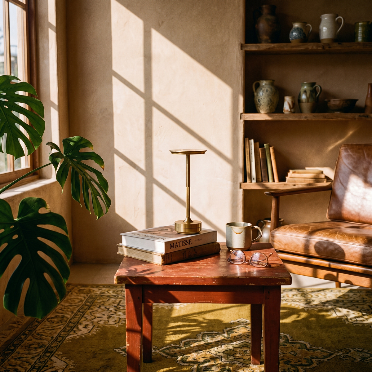 Rechargeable Touch Desk Lamp in a lived-in interior