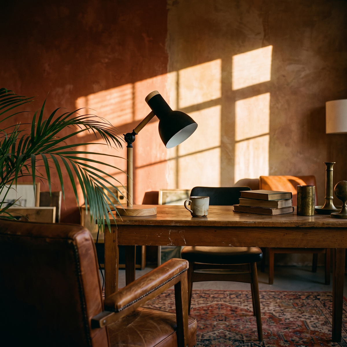 Nordic Wooden LED Desk Lamp in a lived-in interior