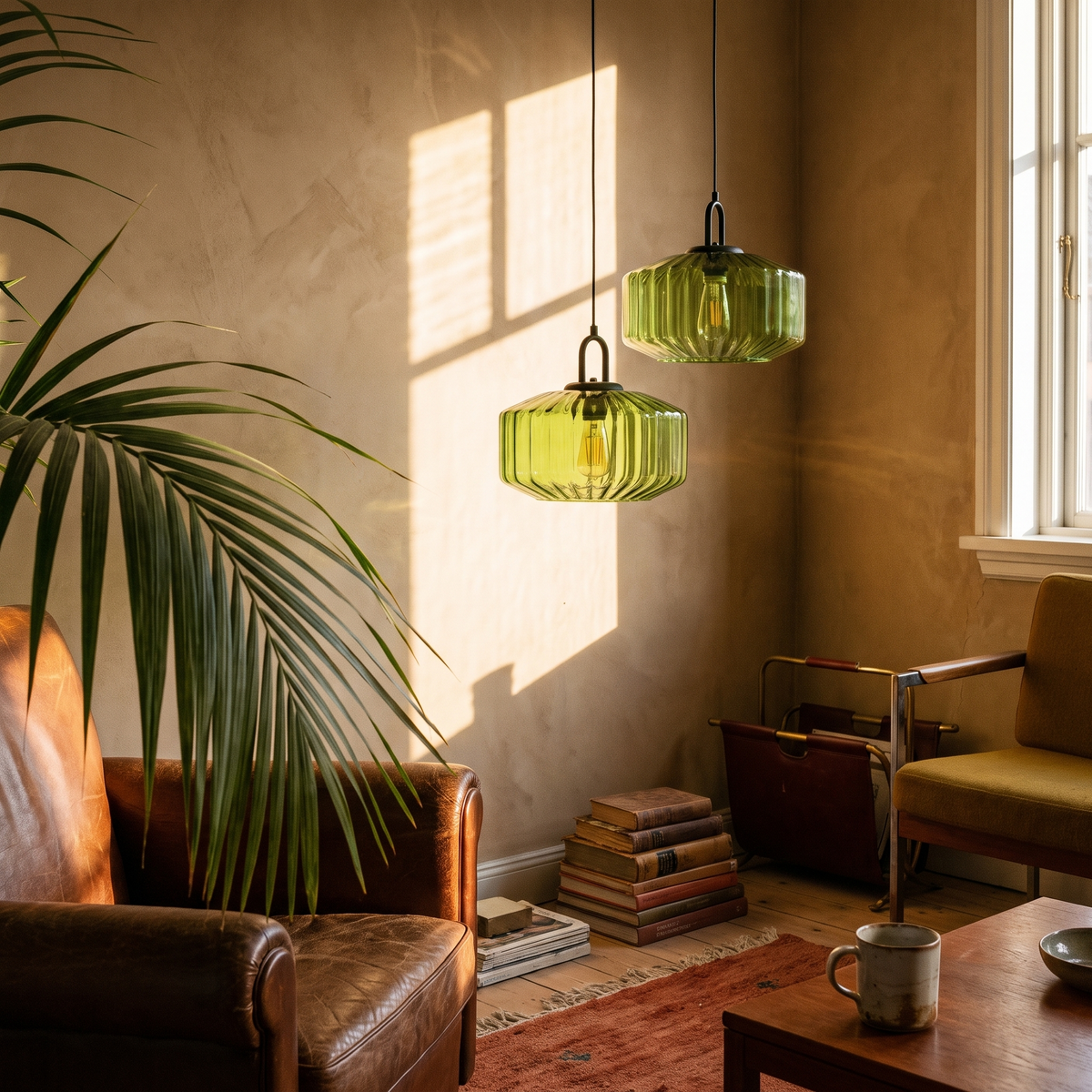 Mireta Glass Pendant Light in a lived-in interior