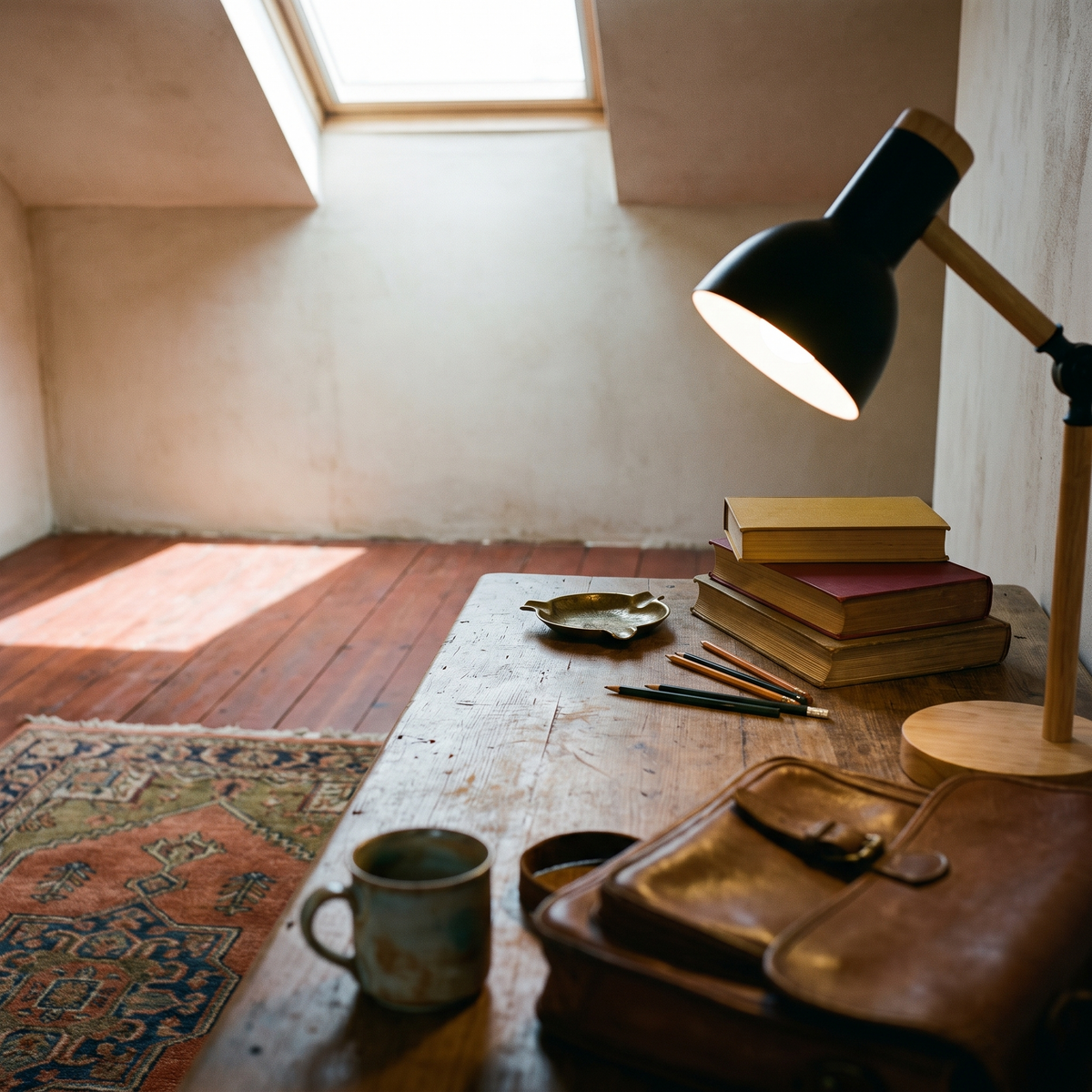 Nordic Wooden LED Desk Lamp detail view in a lived-in interior