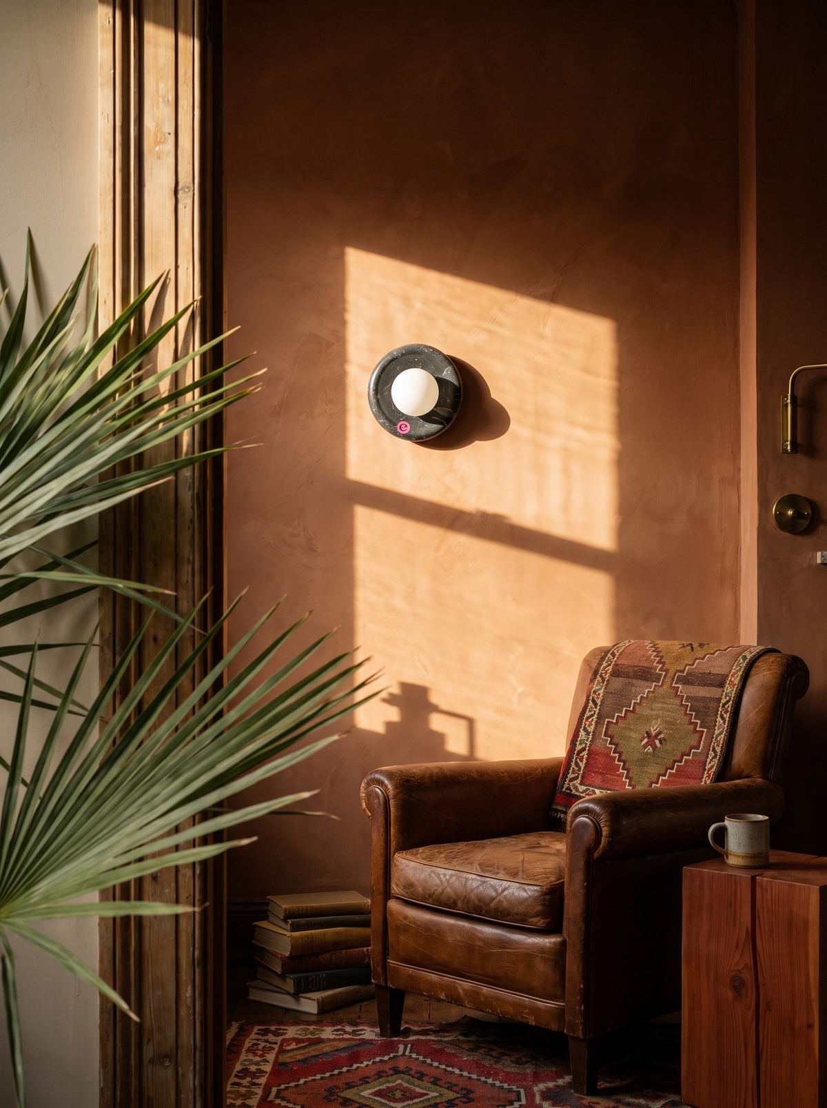 Orba Marble Wall Sconce mounted with the surface below it clear