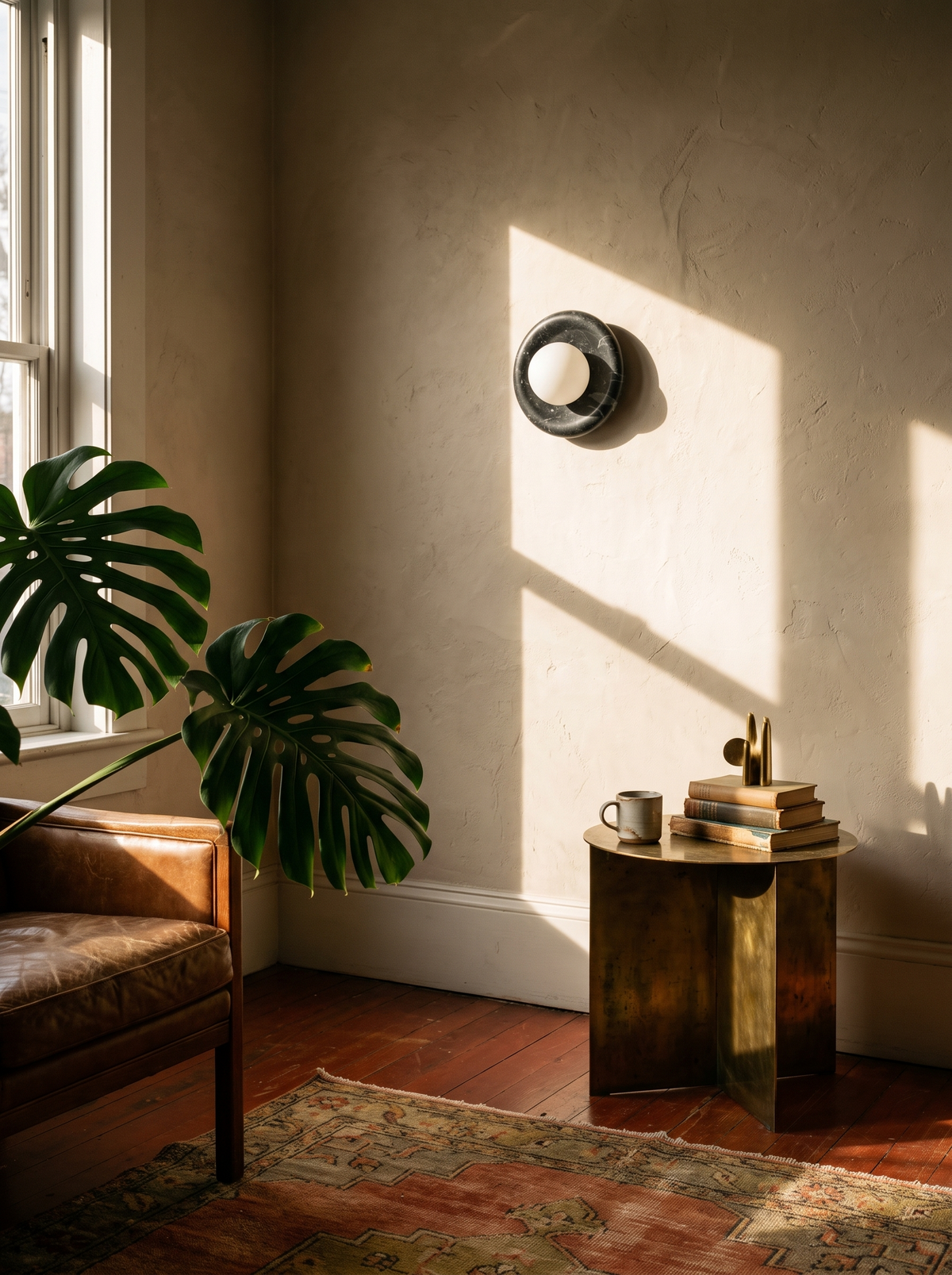 Orba Marble Wall Sconce showing natural stone veining