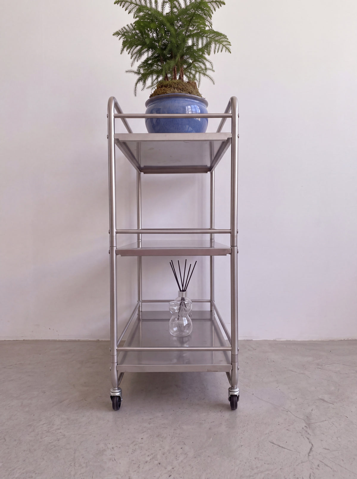 Ovi Rolling Steel Cart — rolling steel cart, alternate angle